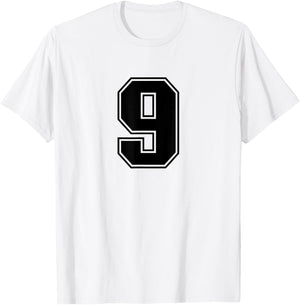 Number #9 Black Sports Fan Jersey Number T-Shirt - T-Shirt | White