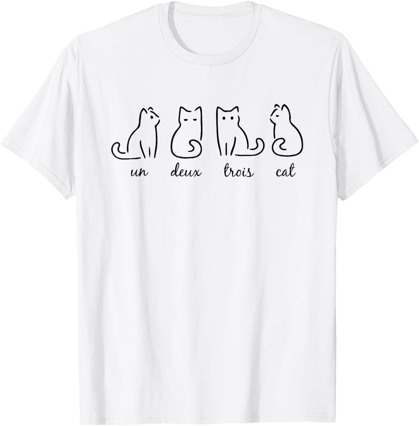Un Deux Trois Cat Cute Kitten Funny French Cat lover Women Girls Kids T-Shirt - T-Shirt | White