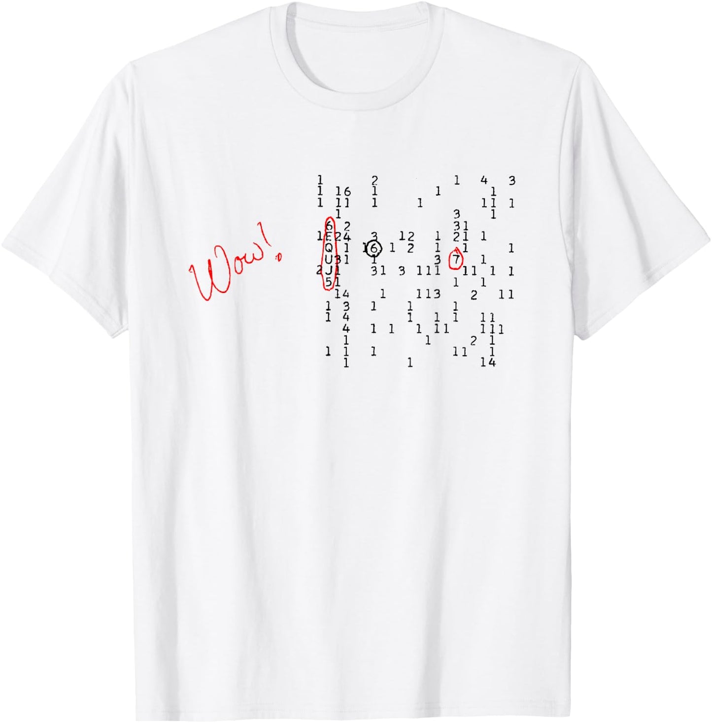 WOW! signal 6EQUJ5 15 Aug 1977 Big Ear SETI ET alien (dark) T-Shirt - T-Shirt | White