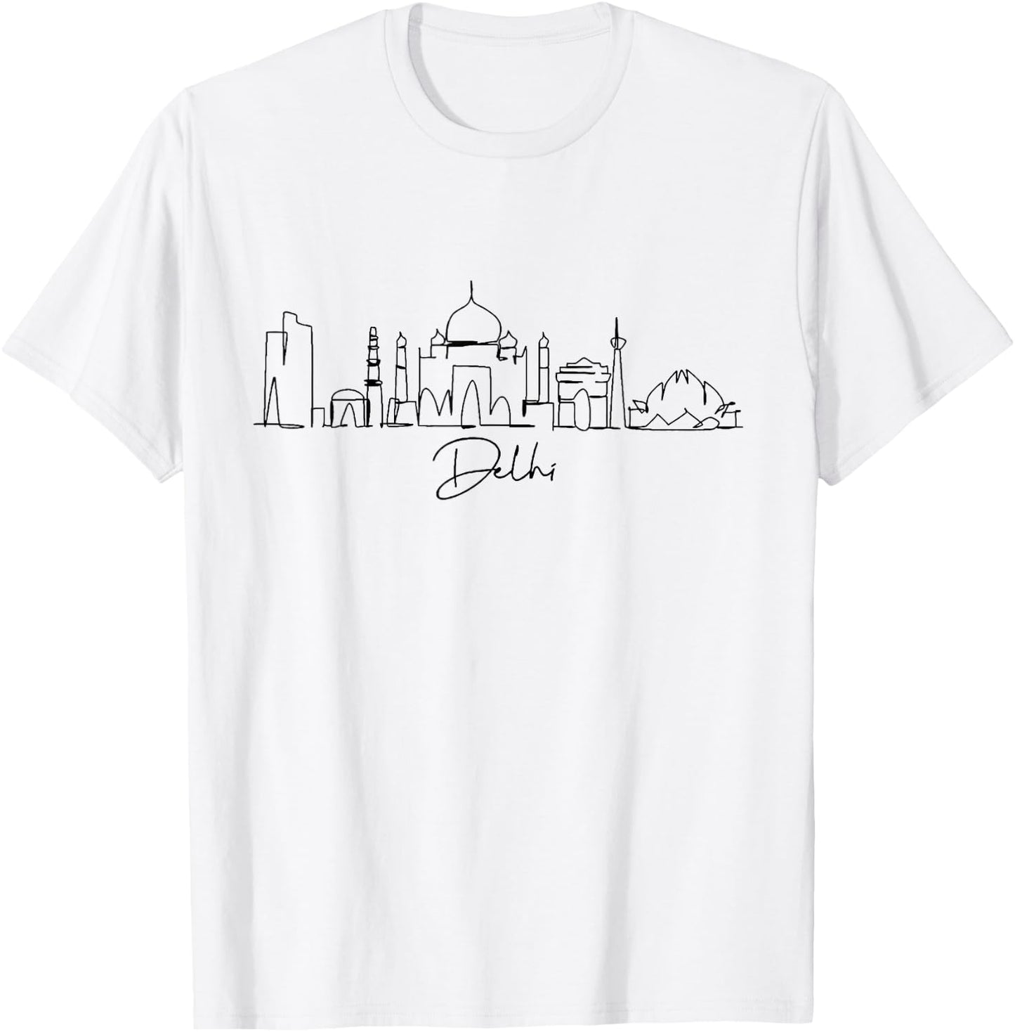 city skyline travel souvenir tourist India New Delhi T-Shirt - T-Shirt | White