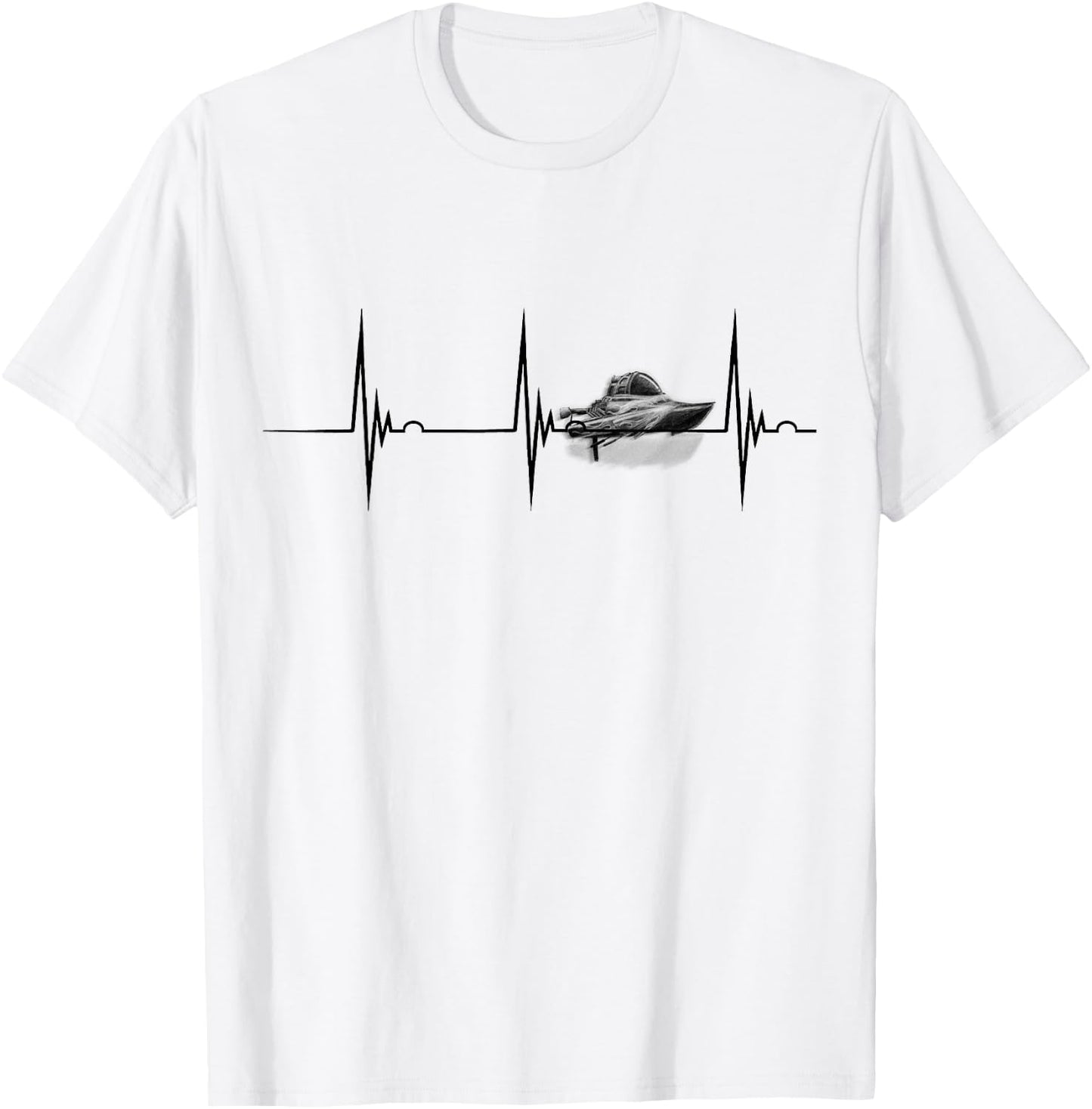 Heartbeat EKG Pulse Boater Motor Boating Drag Boat Racing T-Shirt - T-Shirt | White