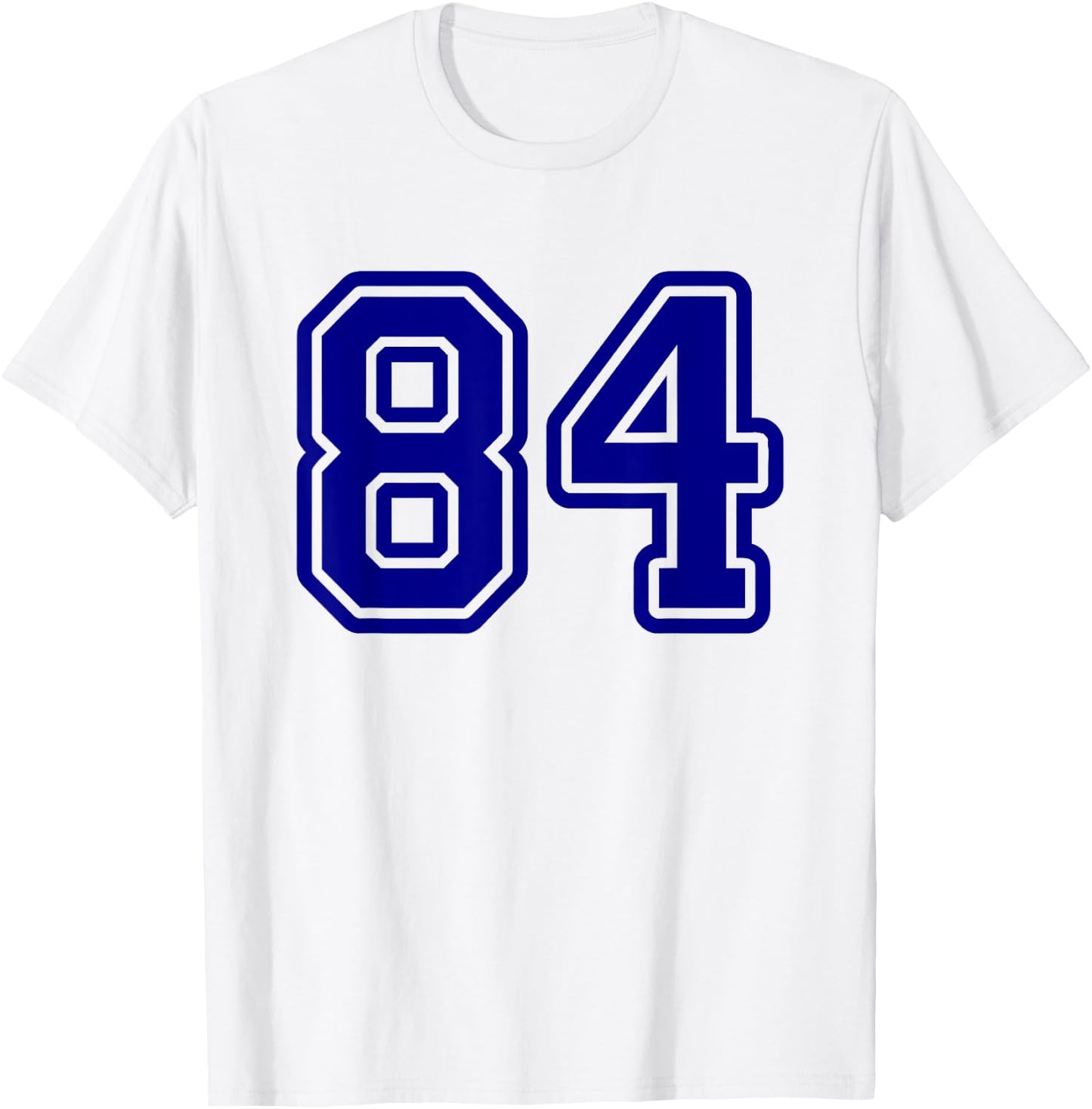 Number #84 Blue Varsity Number 84 T-Shirt - T-Shirt | White