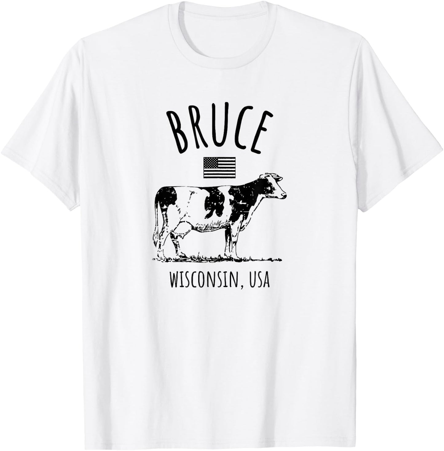 Bruce Wisconsin USA Retro Cow Vintage Style Design T-Shirt - T-Shirt | White