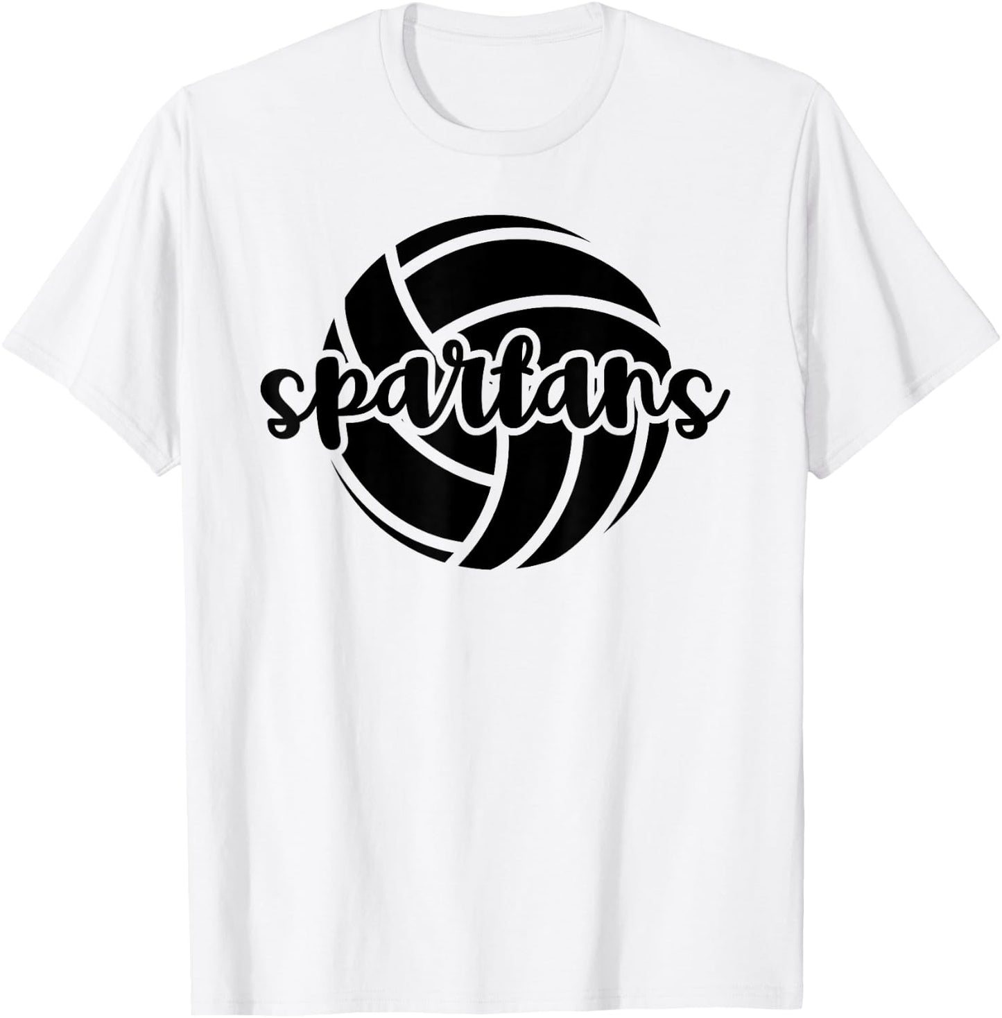 Spartans Volleyball Team Mascot School Spirit Game Night T-Shirt - T-Shirt | White