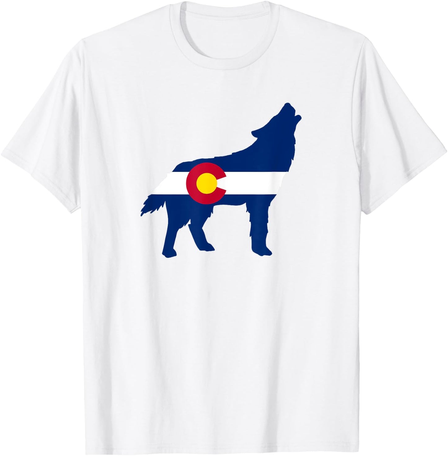 Colorado Flag Wolf Howling T-Shirt - T-Shirt | White