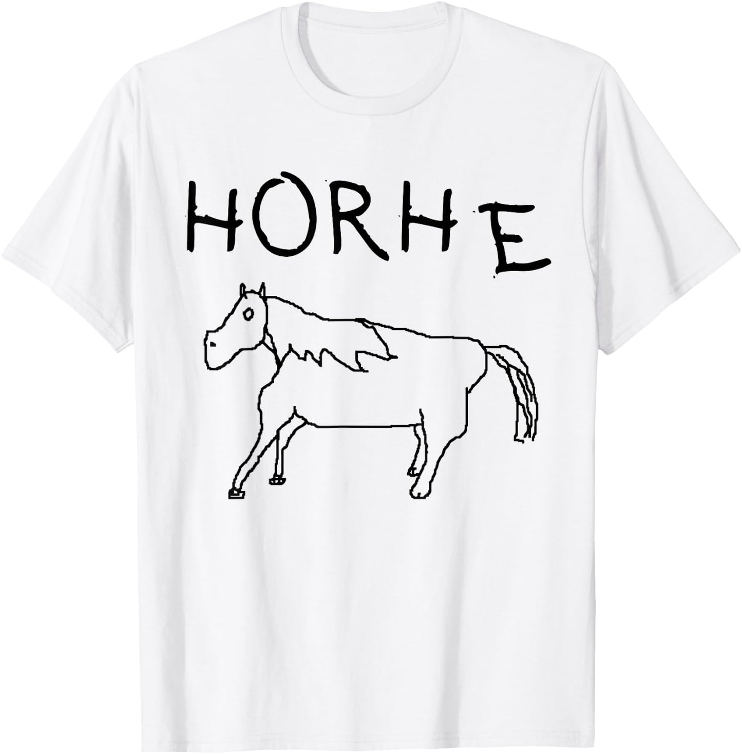 Horhe Terrible Cringe Horse Graphic Weird Absurd Joke Gen Z T-Shirt - T-Shirt | White