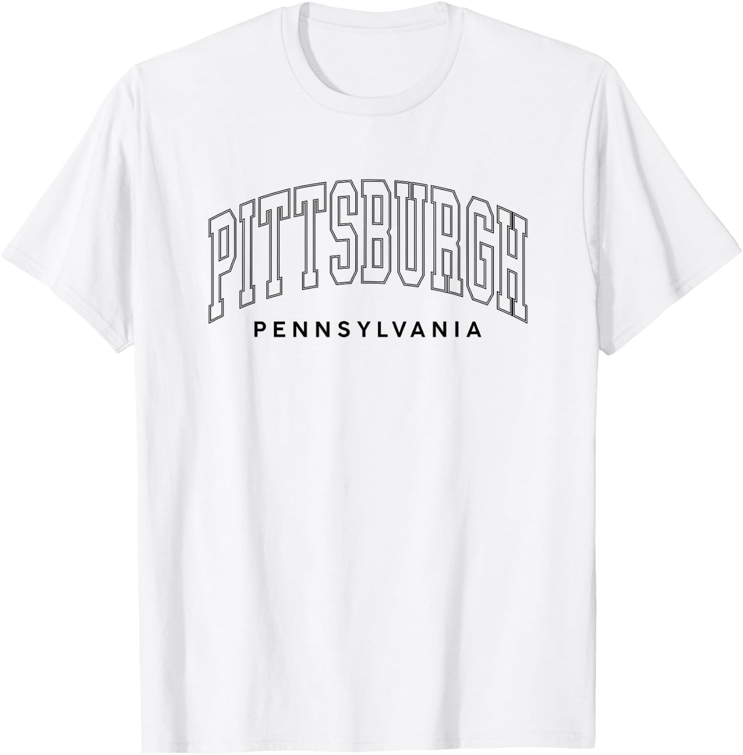 Pittsburgh Letter Text Retro Preppy Throwback T-Shirt - T-Shirt | White
