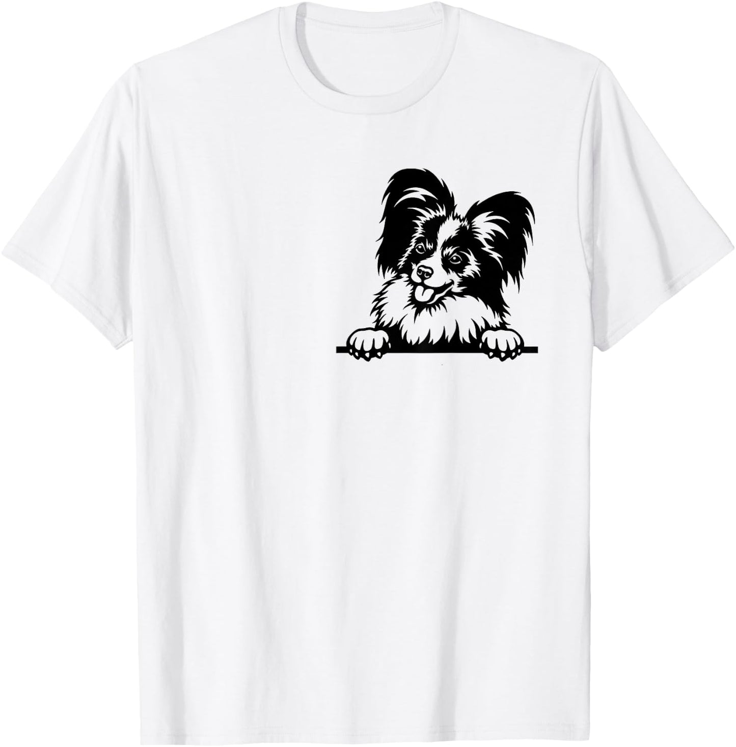 Funny Papillion Dog Inside Pocket Lovers Dog Gift Men Women T-Shirt - T-Shirt | White