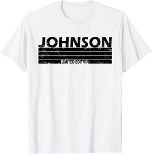 Johnson Surname Limited Edition Retro Vintage Style Sunset T-Shirt - T-Shirt | White