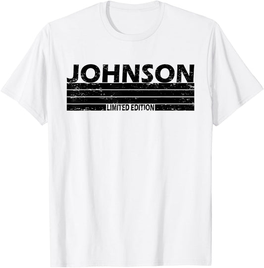 Johnson Surname Limited Edition Retro Vintage Style Sunset T-Shirt - T-Shirt | White