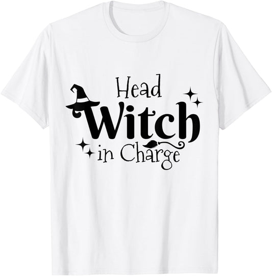 Funny Halloween Costume Head Witch In Charge T-Shirt - T-Shirt | White