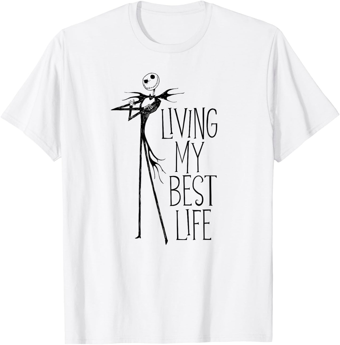 Amazon Essentials Men's Nightmare Before Christmas Jack Living My Best Life Graphic , White, Small T-Shirt - T-Shirt | White