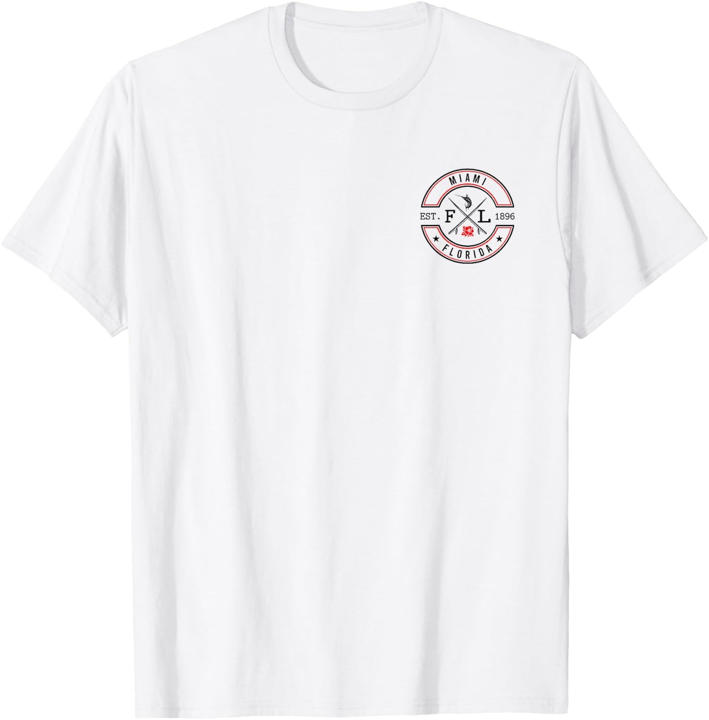 Miami Florida FL Retro Surfer Beach Front & Back T-Shirt - T-Shirt | White