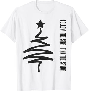 Modern Xmas Follow the Star, Find the Savior Christmas T-Shirt - T-Shirt | White