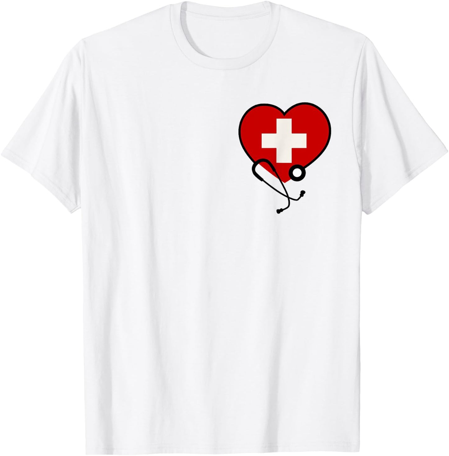 Medical Nurse Doctor Costume Uniform Red Cross Stethoscope T-Shirt - T-Shirt | White