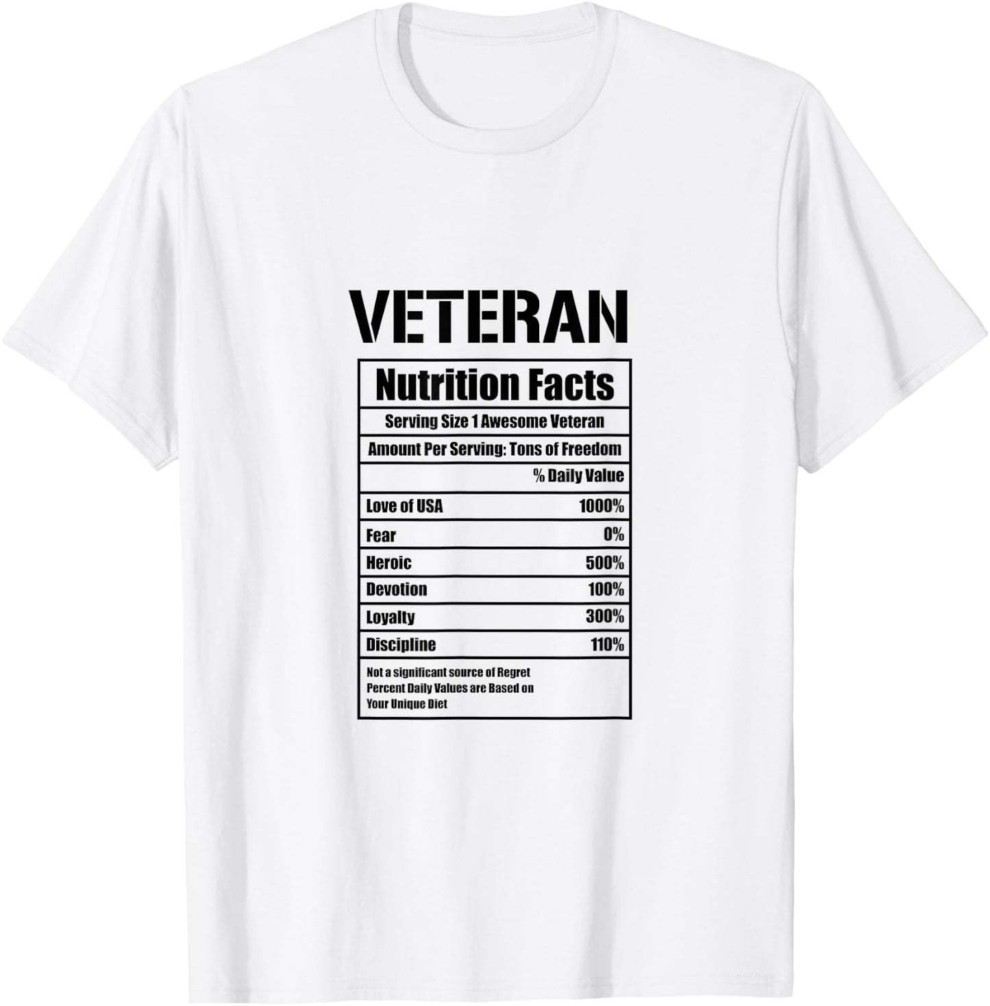 Veteran Nutritional Facts Veterans Day T-Shirt - T-Shirt | White