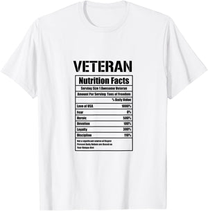 Veteran Nutritional Facts Veterans Day T-Shirt - T-Shirt | White