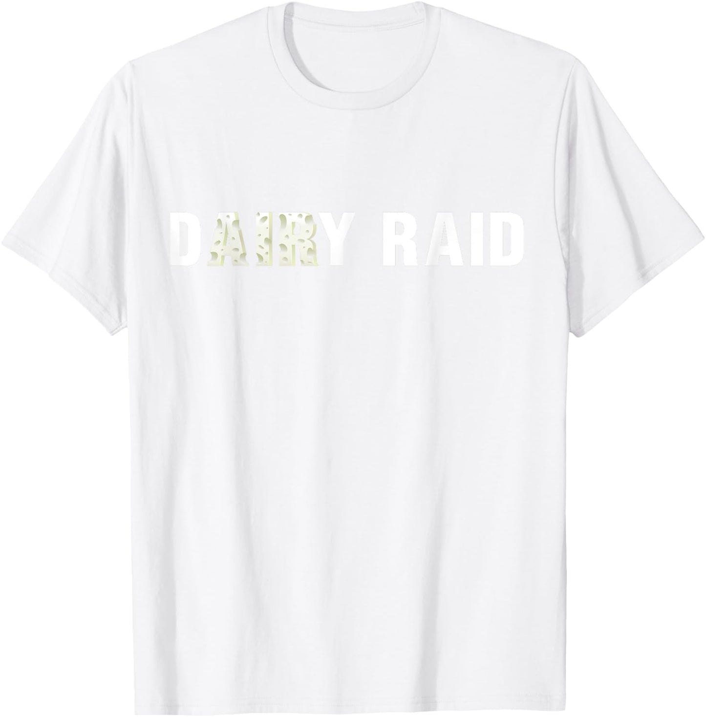 Dairy Raid Wisconsin Football White Cheese Text T-Shirt - T-Shirt | White