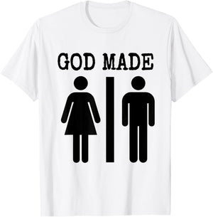 God Made Man and Woman Funny Save America T Shirt T-Shirt - T-Shirt | White