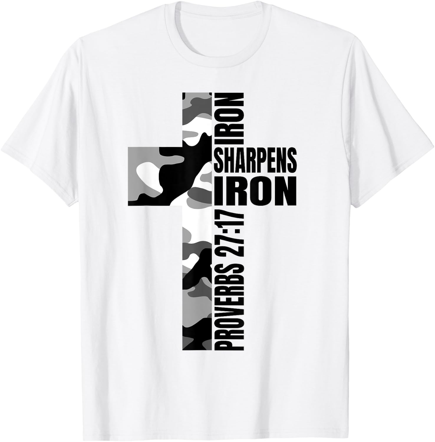 White Camo Iron Sharpens Iron Christian Verse Family Couples T-Shirt - T-Shirt | White