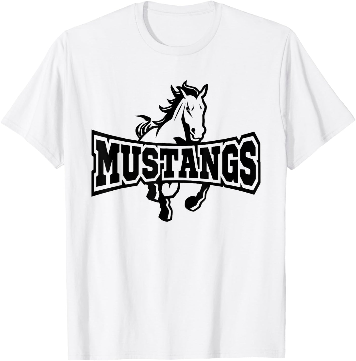 Mustangs Teacher Student School Sports Fan Team Spirit T-Shirt - T-Shirt | White
