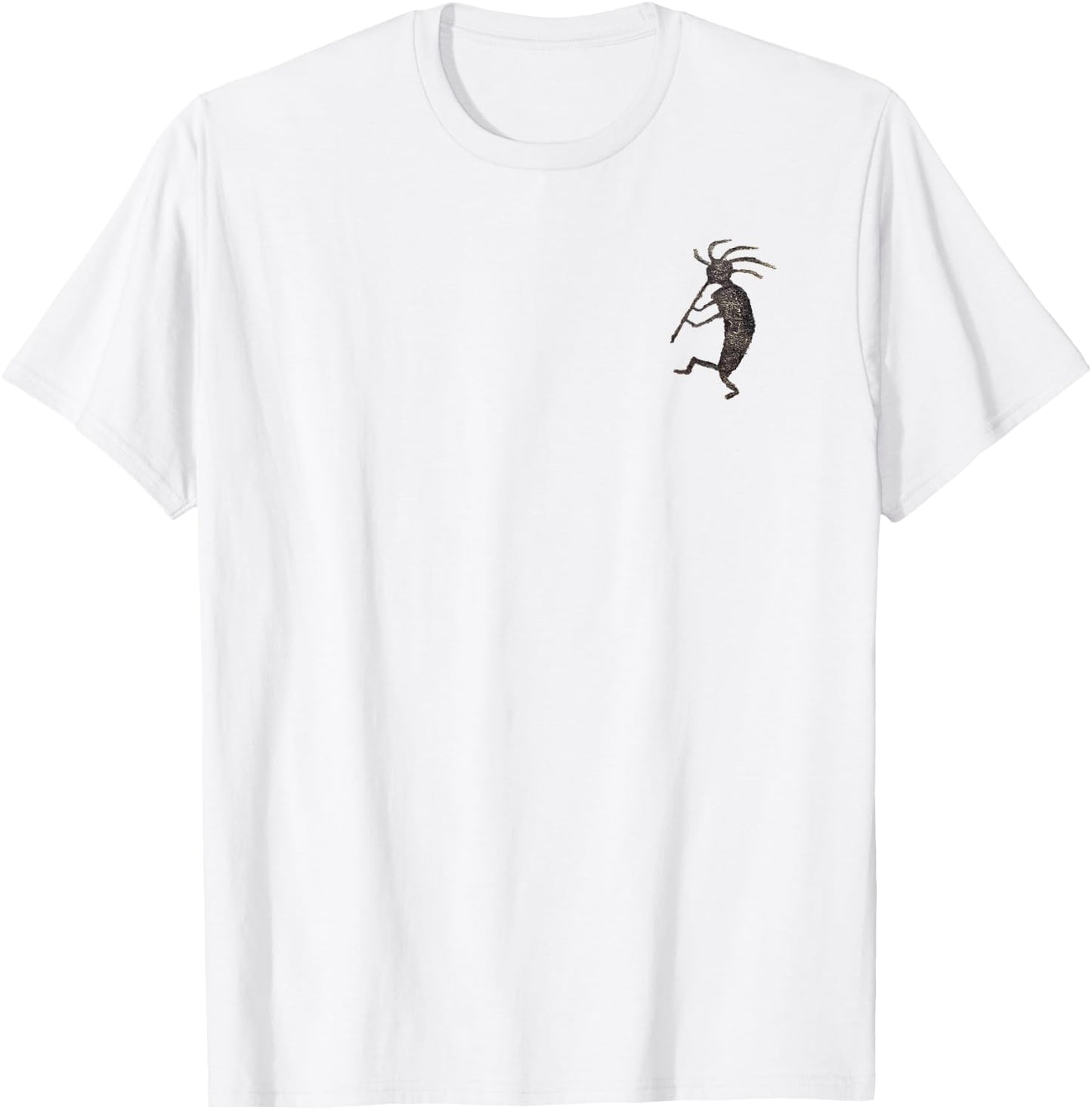 Kokopelli (Flute Player) petroglyph pocket-style emblem. T-Shirt - T-Shirt | White