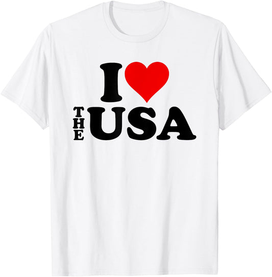 I Love Heart the Usa America T-Shirt - T-Shirt | White