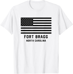 Fort Bragg North Carolina US Army American Flag Patriotic T-Shirt - T-Shirt | White