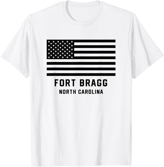 Fort Bragg North Carolina US Army American Flag Patriotic T-Shirt - T-Shirt | White