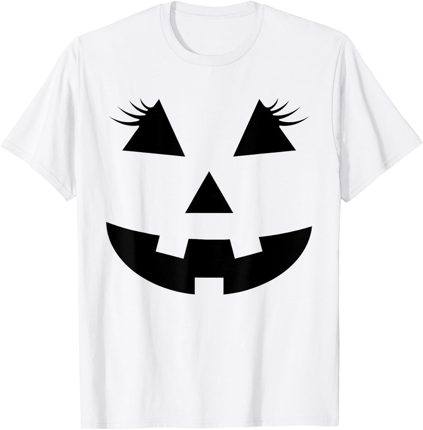 Jack O Lantern Face Pumpkin Eyelashes Hallowen Costume Funny T-Shirt - T-Shirt | White
