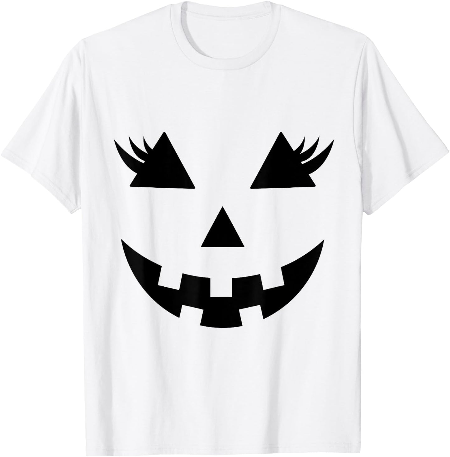 Jack O Lantern Face Pumpkin Eyelashes Hallowen Funny Costume T-Shirt - T-Shirt | White