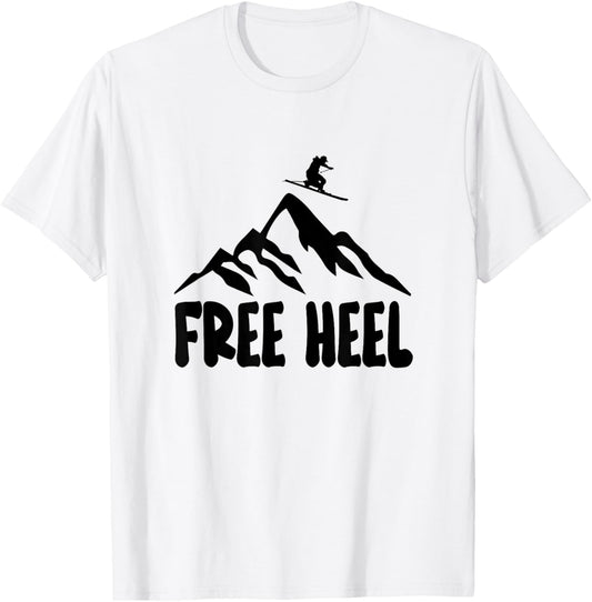 Telemark Skiing Free Heel Telemark Ski Mountains Skier T-Shirt - T-Shirt | White
