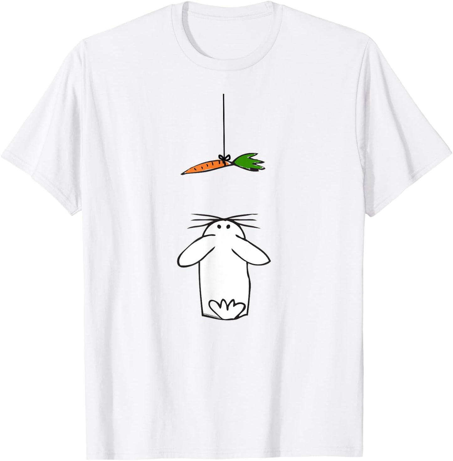 Cute and Funny Rabbit Looking Up at Carrot Kids Easter T-Shirt - T-Shirt | White