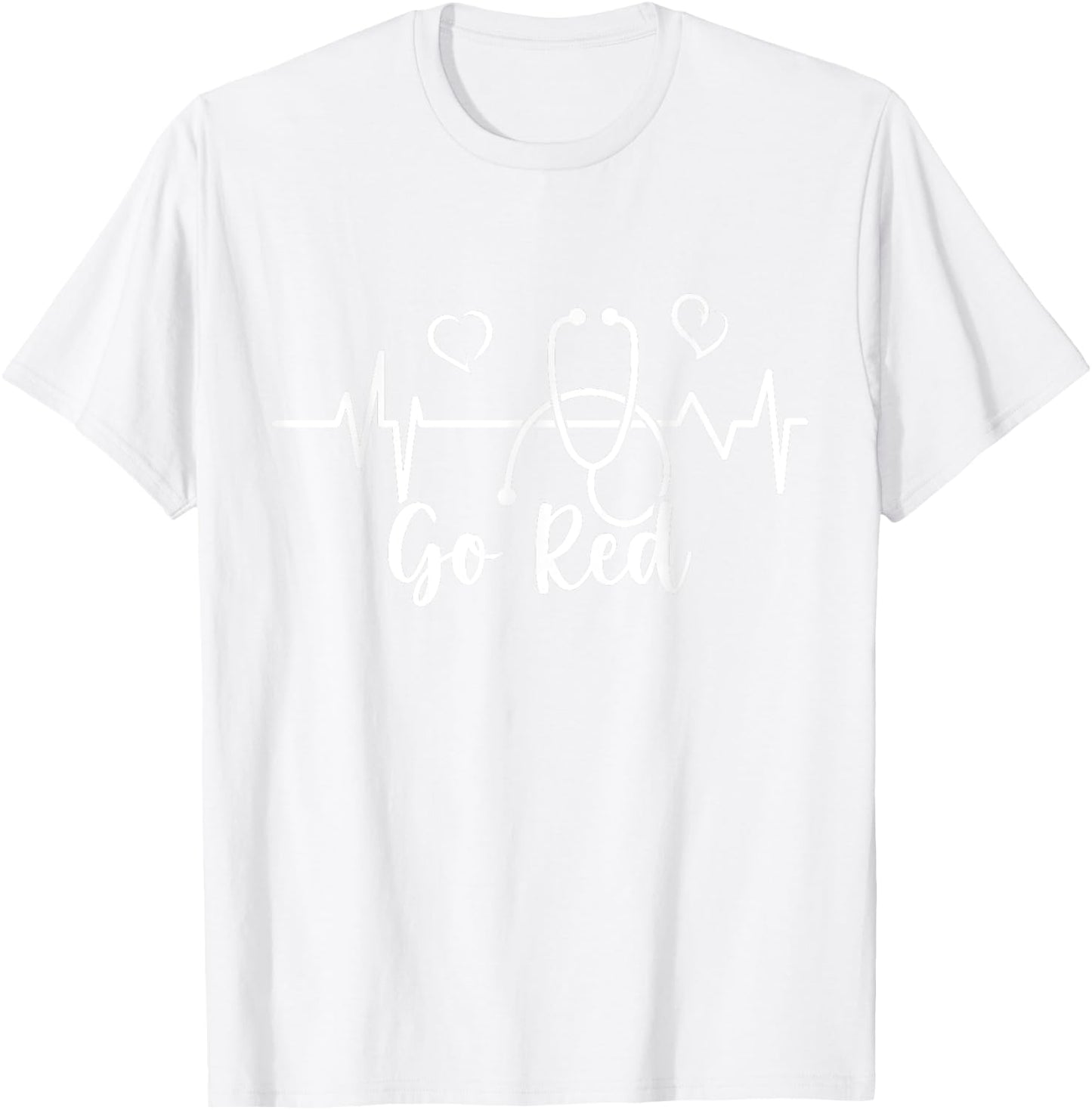 Heart Disease Awareness We Wear Red In February Go Red Heart T-Shirt - T-Shirt | White