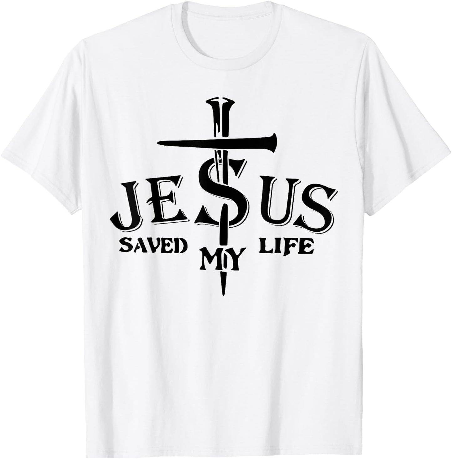 Jesus Saved My Life Cross T-Shirt - T-Shirt | White