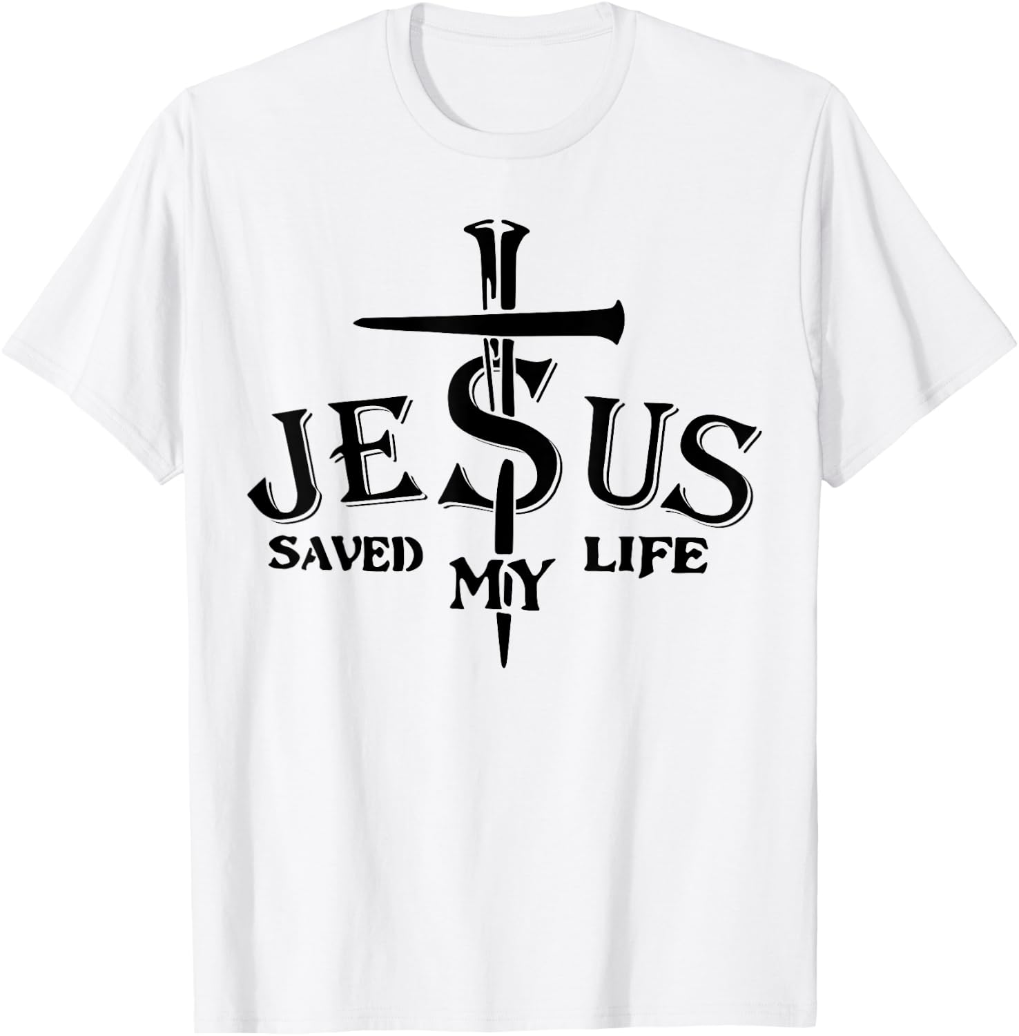 Jesus Saved My Life Cross T-Shirt - T-Shirt | White