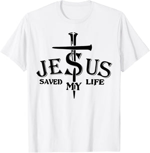 Jesus Saved My Life Cross T-Shirt - T-Shirt | White