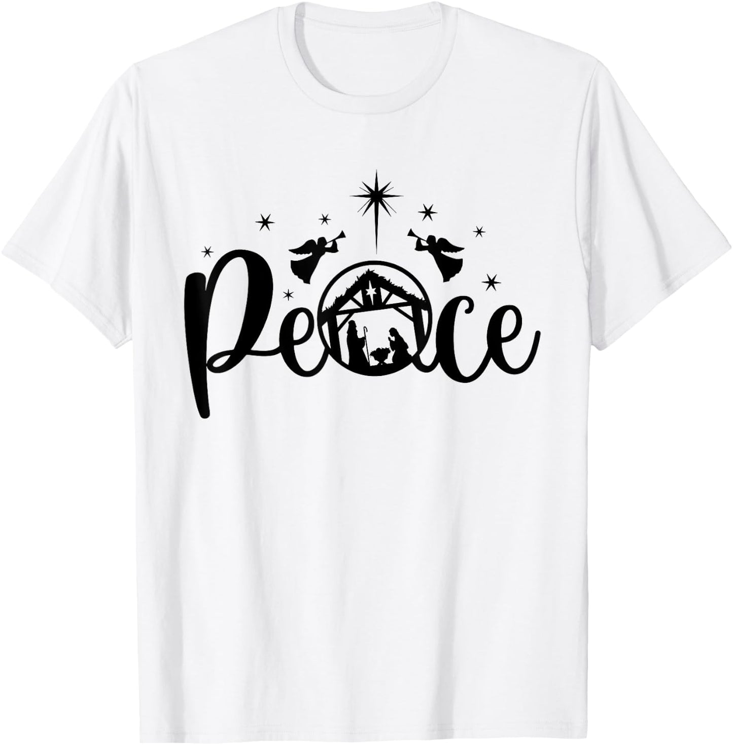 Peace Jesus Christian Christmas Nativity Scene XMAS Faith T-Shirt - T-Shirt | White