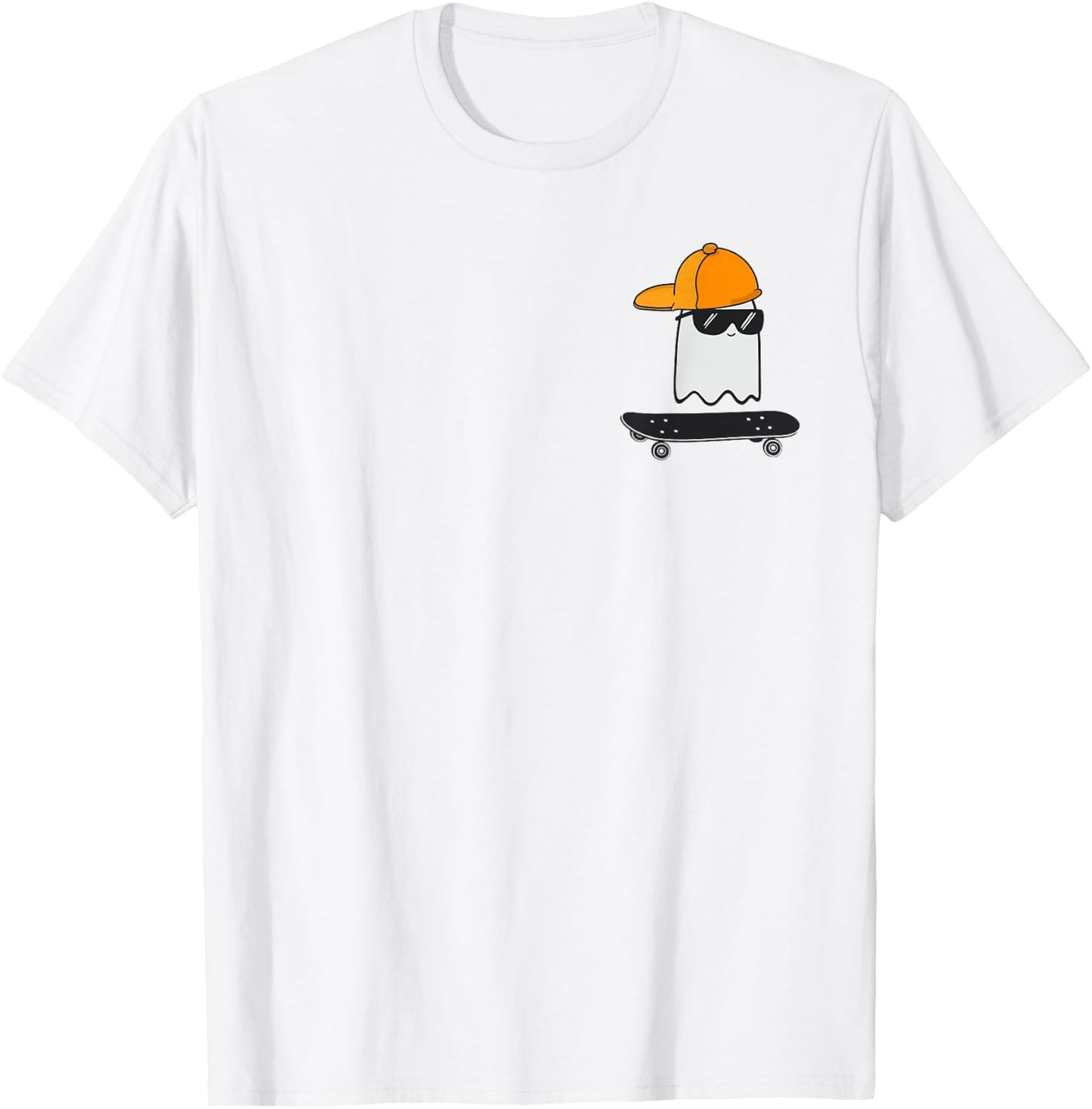 Ghost Skateboarding Lazy Halloween Costume Funny Skateboard T-Shirt - T-Shirt | White