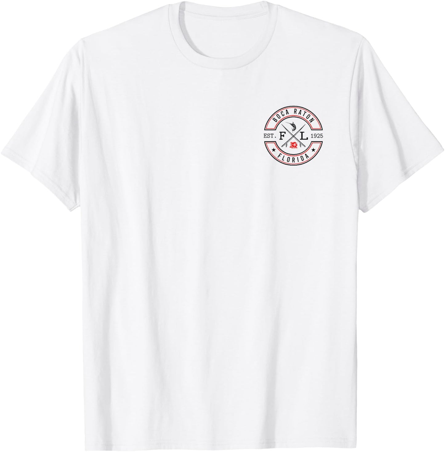 Boca Raton Florida FL Retro Surfer Beach Front & Back T-Shirt - T-Shirt | White