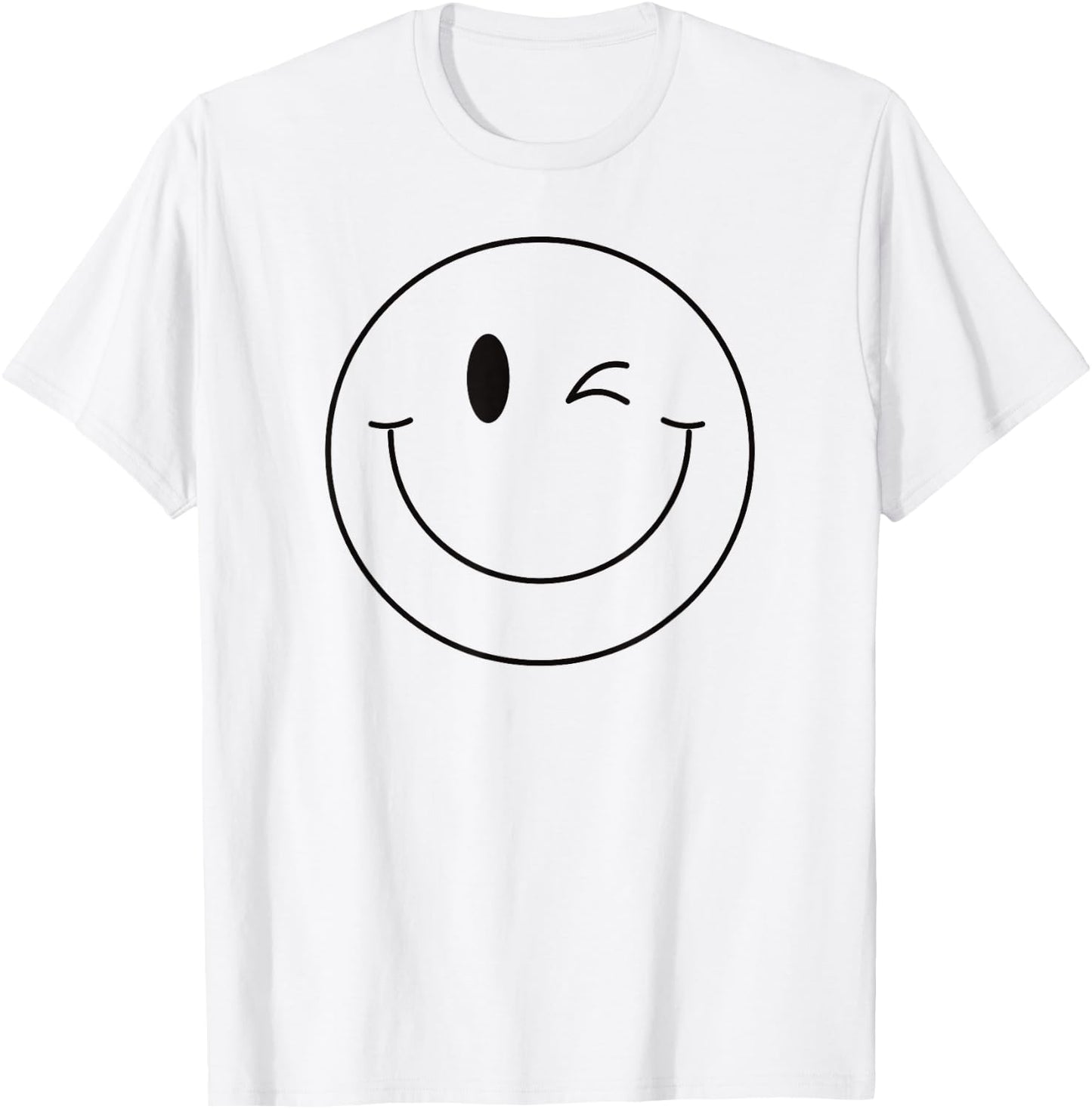 Winking Smile Face Shirt Cute Happy Wink Smiling Face T-Shirt - T-Shirt | White