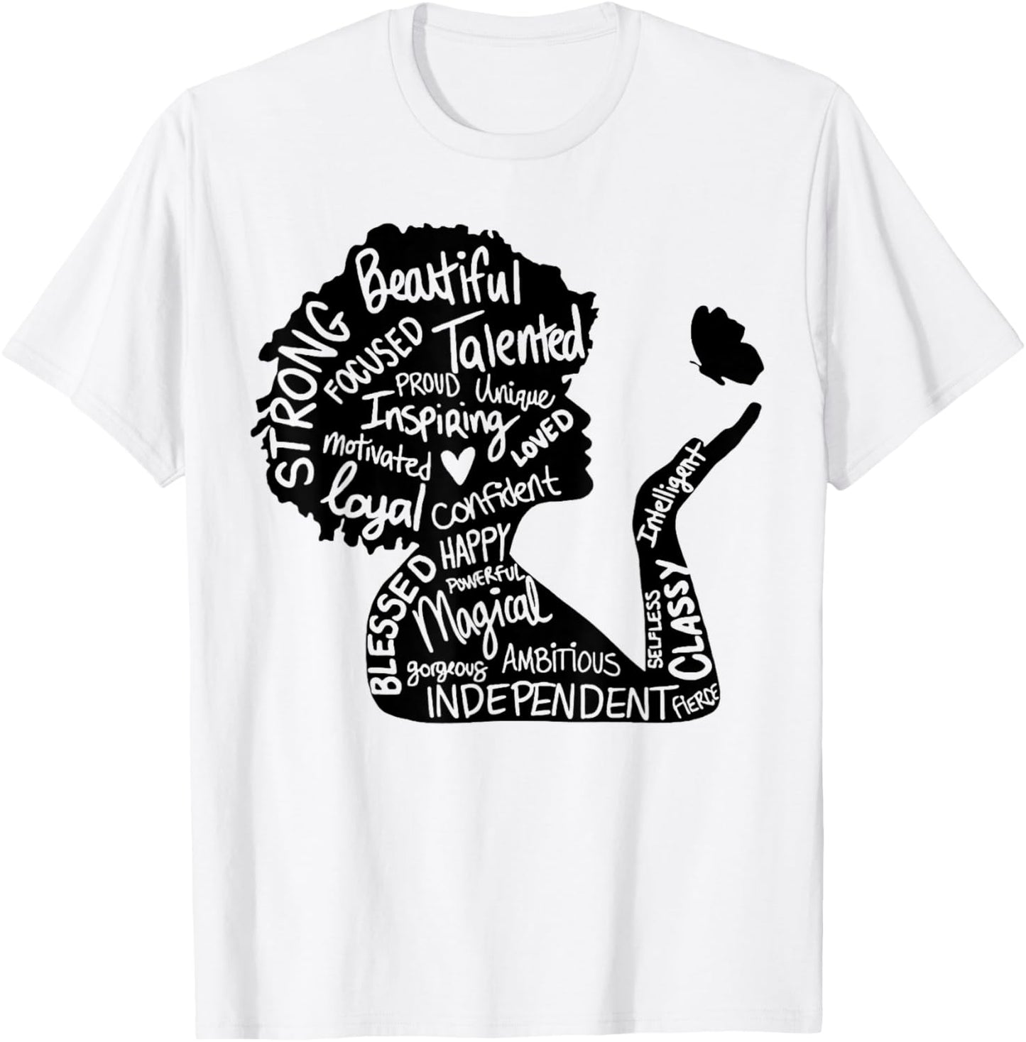 Powerful Afro Woman Afrocentric Black African American T-Shirt - T-Shirt | White