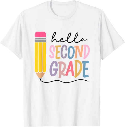 Hello Second Grade Team 2nd Grade Teacher Squad Graduation T-Shirt - T-Shirt | White