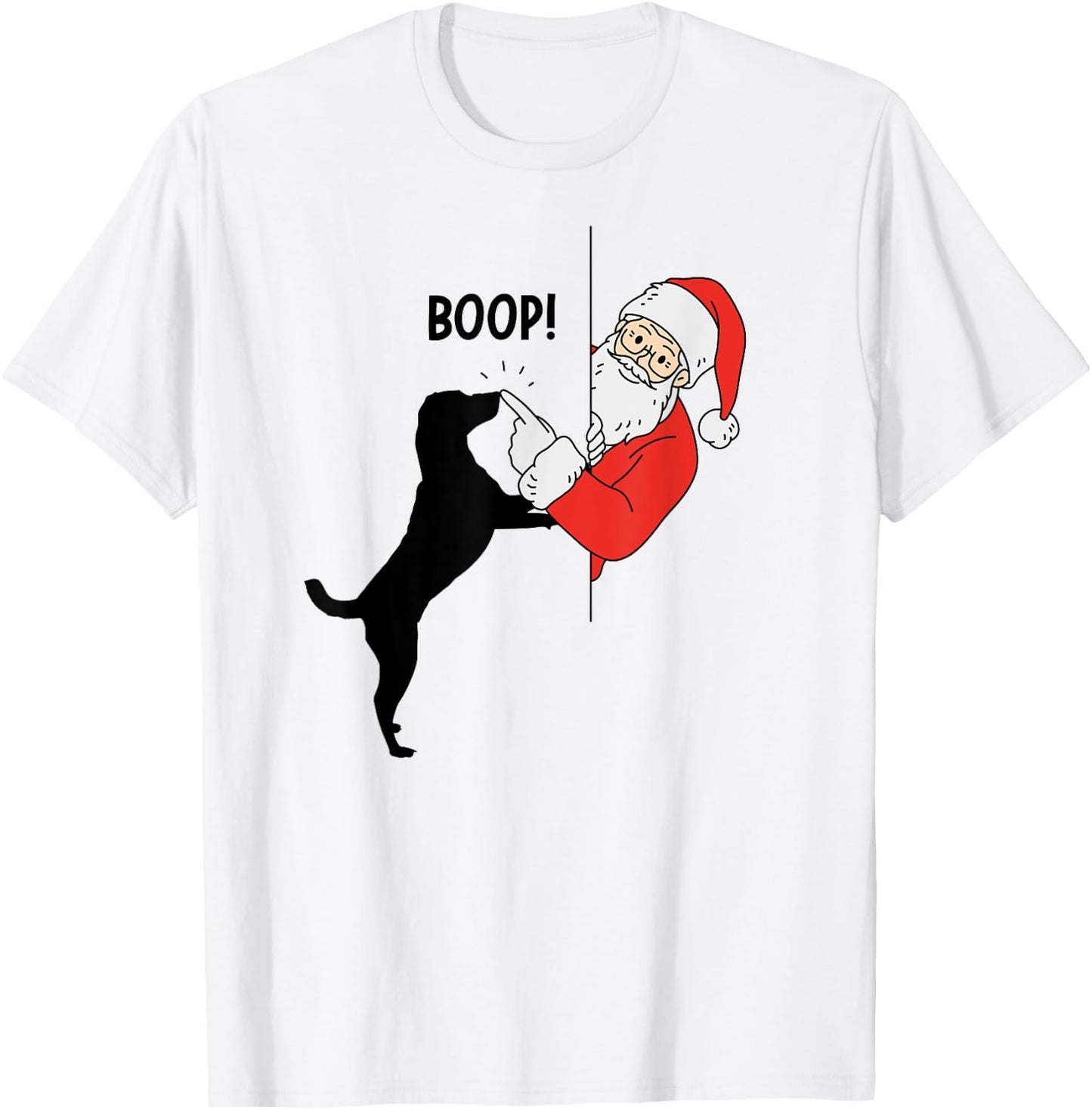 Funny Christmas Santa Booping Dog's Nose Santa Dog Boop Gift Women Kids T-Shirt - T-Shirt | White