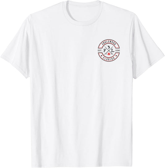 Englewood Florida FL Retro Surfer Beach Front & Back T-Shirt - T-Shirt | White