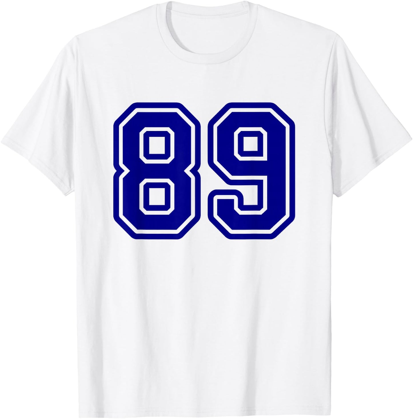 Blue Sports Team Number #89 T-Shirt - T-Shirt | White