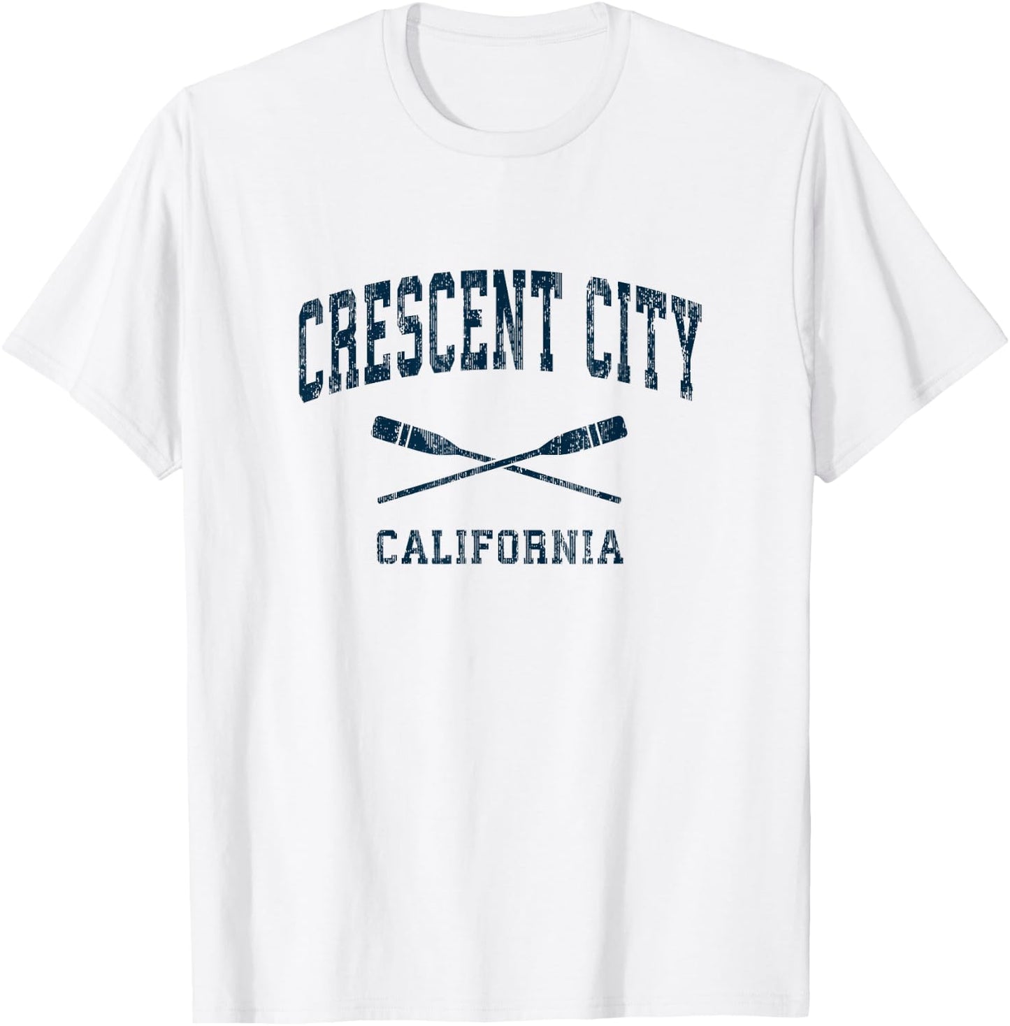 Crescent City California Vintage Nautical Paddles Sports Oar T-Shirt - T-Shirt | White