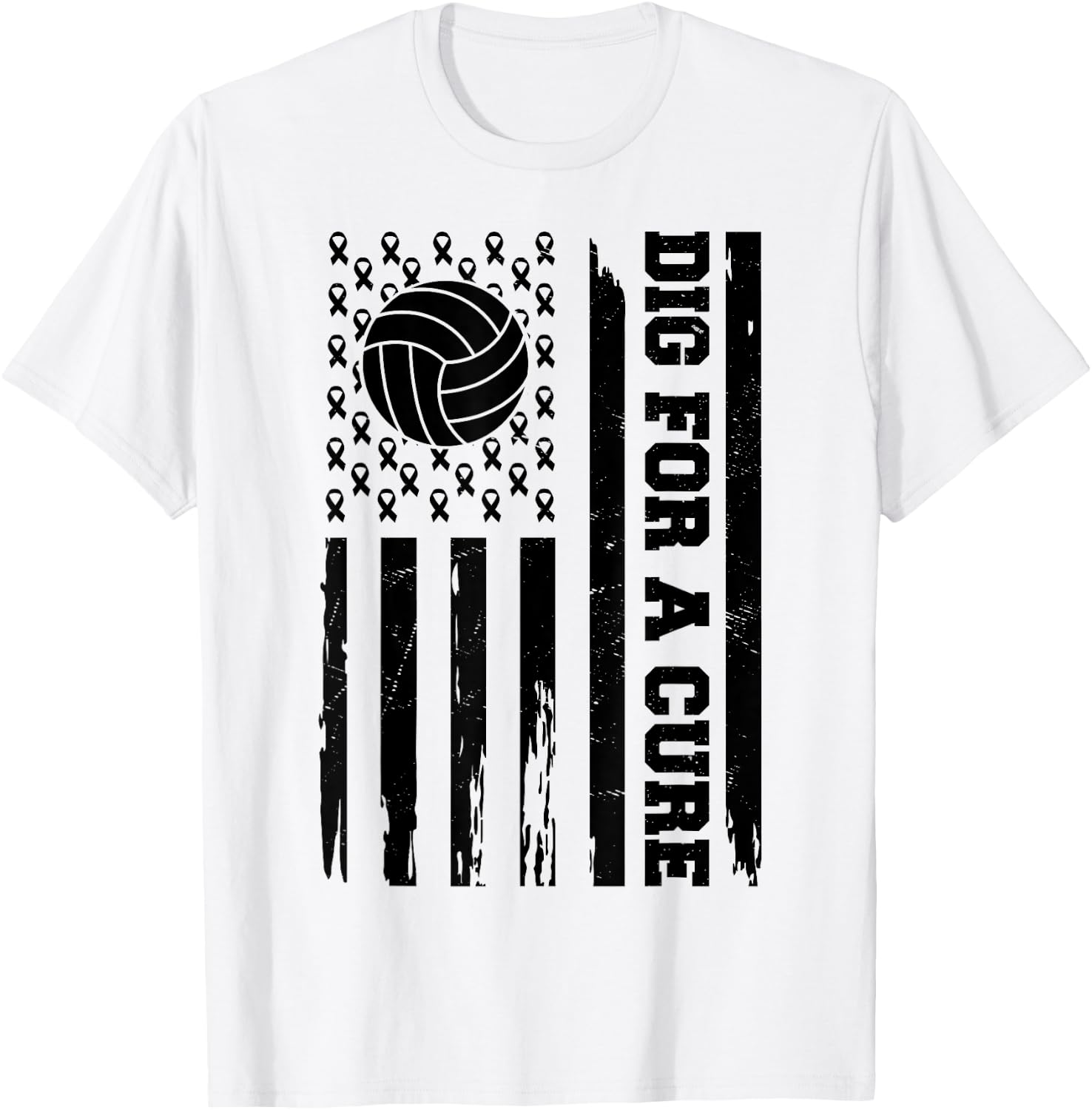 Dig For A Cure Breast Cancer Awareness Volleyball Pink T-Shirt - T-Shirt | White