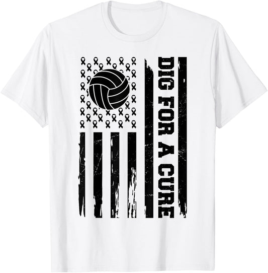 Dig For A Cure Breast Cancer Awareness Volleyball Pink T-Shirt - T-Shirt | White