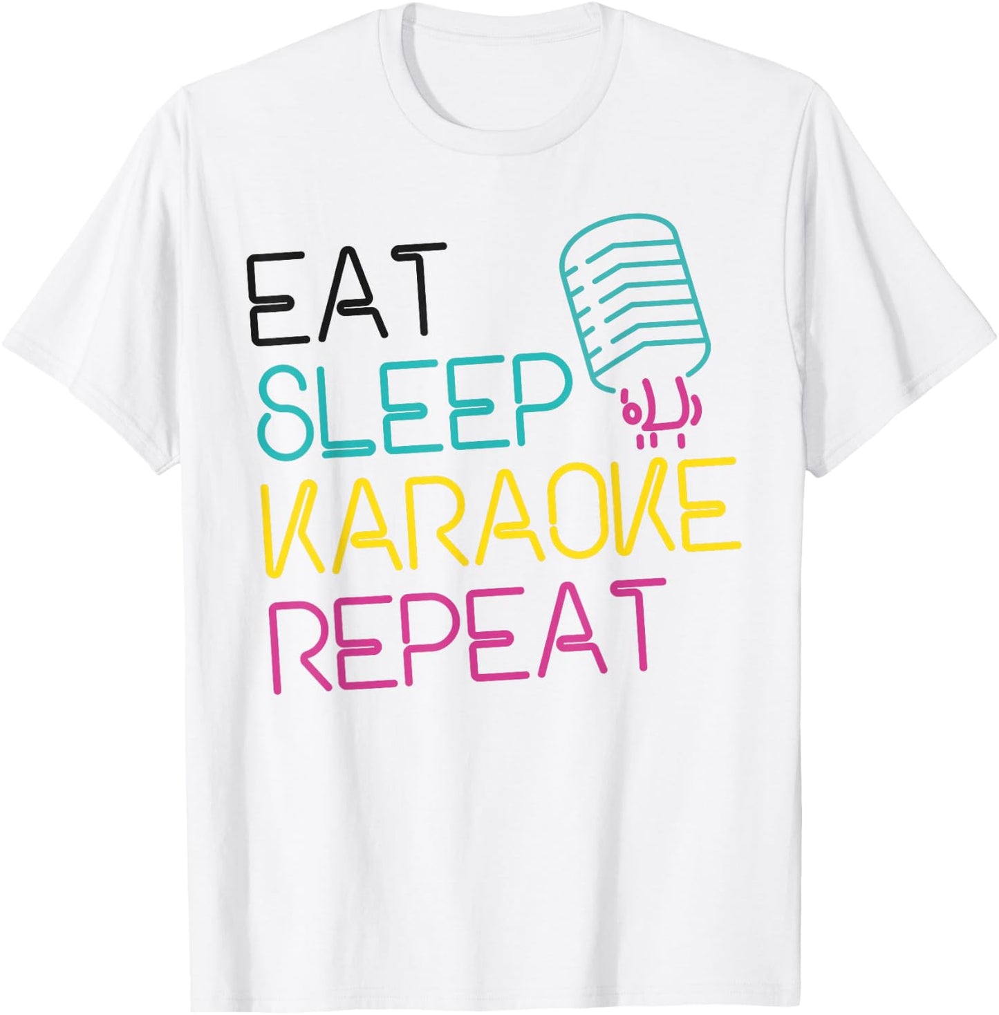 Karaoke Singer 80s Retro Eat Sleep Karaoke Repeat T-Shirt - T-Shirt | White